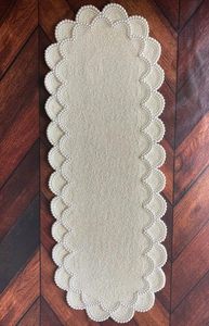 Camino de Mesa con Cuentas Color Crema, Borde Festoneado, Decoración Rústica para el Hogar, Tejido de Algodón, Lavable - Product Image 6