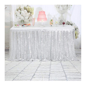 <strong>Silver</strong> Glittering Disposable <strong>Table</strong> <strong>Skirt</strong> for New Year's Eve Party Party Supply - Product Image 4