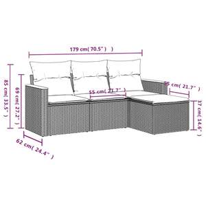 Set Divano da Giardino Nero e Bianco Crema - Product Image 3