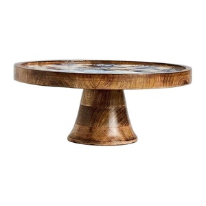 Support à gâteau royal en bois, imprimé émail, artisanal, luxe, présentoir à desserts pour événements, buffet, décoration de table contemporaine - Product Image 2