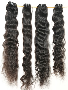 Vendeur vierge brut indien non traité à cuticule alignée Faisceaux naturels ondulés noirs crépus Extensions de cheveux humains de temple - Product Image 5