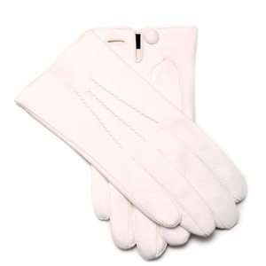 Gants thermiques élégants et doux en peau de mouton blanche écologique pour femme, à doigts complets, classiques, avec bouton-pression, pour le sport et les occasions formelles - Product Image 1