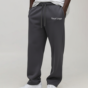 Men's Plus Size Casual Sweatpants <b>Drawstring</b> Closure Loose Fit 100% Cotton Mid weight Plain Dyed Right Leg Logo Custom for men - Product Image 1