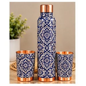 Juego de Botellas de Agua de Cobre Ecológicas Tradicionales con Diseño de Mandala Dorado, Estilo Bohemio, Libre de BPA, Portátiles para Viajar - Product Image 4