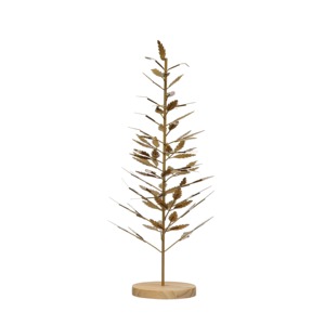 Metal Christmas <b>Tree</b> Decorations Gold <b>Star</b> Top Tabletop Ornament No Lights Included Indoor Bendable Branch Standing Base - Product Image 6