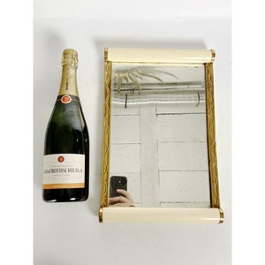 Art Deco <b>Rectangular</b> <b>Mirror</b> <b>Tray</b> with Brass Frame and Ivory Handles Decorative Wall Mount or Table Use - Product Image 4