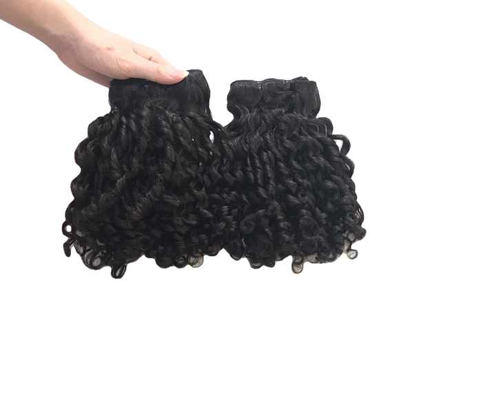 KFhair Wholesales Short Curly Brazilian Hair Extensions Cuticle Aligned Black Pixie Curly Hair