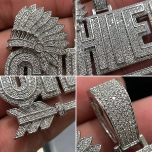 Colgante con Letra Personalizada RCK Global, Moissanita VVS1, Plata de Ley 925, Color DEF, Unisex |   Adorno para la cabeza con diseño de flecha estilo Hip Hop - Product Image 3