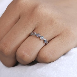 5mm Natural <b>Labradorite</b> Handmade 925 Sterling Silver Eternity Band Design Minimalist Rhodium Plating <b>Ring</b> Fine Jewelry For Women - Product Image 3