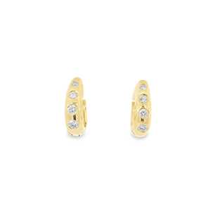 14mm Small Huggie <b>Earrings</b> Round Cut Lab Grown Diamond Flush Set Minimalist Everyday Wear Mini <b>Hoops</b> 14K <b>Solid</b> Gold Manufacturer - Product Image 1