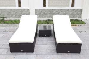 Rattan <b>Sun</b> <b>Loungers</b> Seat <b>Cushion</b> 8cm Wholesale Modern Sunbed Set Garden Furniture Outdoor Steel Frame Carton Packaging Item - Product Image 3