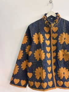 Vintage <b>Kantha</b> Embroidered <b>Jacket</b> Breathable Cotton Comfy <b>Jacket</b> Suzani <b>Jacket</b> - Product Image 3