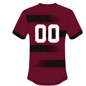 Ensemble short et maillot de rugby noir bordeaux à manches courtes, col rond, rayé, uniforme d'équipe personnalisé, respirant, pour l'entraînement et la performance athlétique - Product Image 5