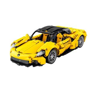 Set de Bloques de Construcción de Auto Deportivo Amarillo 8612A, Bloques de Vehículo de Carreras Técnicos Creativos para Armar, Juguete de Regalo para Niños y Adolescentes - Product Image 1