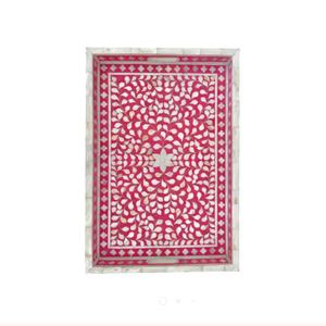 Bandejas Rectangulares Hechas a Mano, Bandejas Grises para Servir, Estilo Indio con Incrustaciones de Hueso, Decoración Elegante de Madera para el Hogar, Dubái, Arabia Saudita - Product Image 5