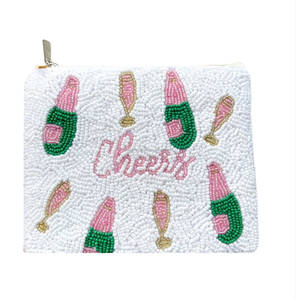 Venta al por mayor personalizado bordado con cuentas monedero conjunto para niñas cebra Cheers iconos hecho a mano cremallera bolsa flor decoración moda - Product Image 3