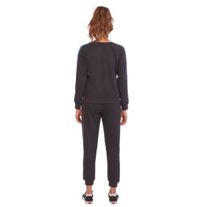 Conjunto Deportivo de Algodón Negro para Mujer, Sudadera de Manga Larga con Cuello Redondo, Pantalones Deportivos hasta el Tobillo con Bolsillos Laterales, Ropa Casual de Otoño - Product Image 1