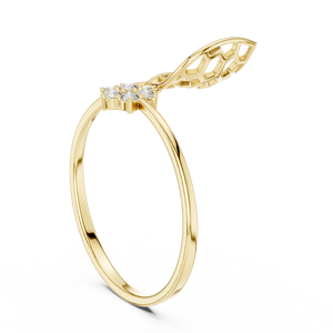 Anillo minimalista de banda abierta con diamante de talla brillante redondo para mujer, en oro amarillo macizo de 14k, ideal para compromiso, aniversario o regalo de boda. - Product Image 4