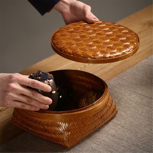 Cesta de bambú tejida con tapa, mejor precio, cajas decorativas, embalaje premium, caja de regalo - Product Image 4