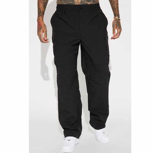<b>Men</b> Black Cargo Pants <b>Elastic</b> Waist Multiple Pockets Casual Style Midweight Polyester <b>Trousers</b> Autumn Wear - Product Image 4