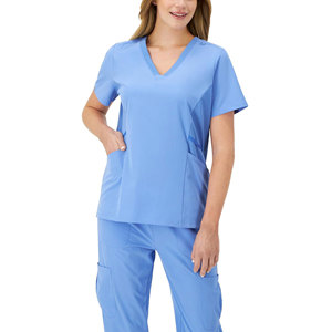 Ensemble de blouses d'infirmière pour femmes, haut à manches courtes, col en V, pantalon élastique, tissu doux, uniforme d'hôpital, vêtements de travail confortables, vente en gros - Product Image 4
