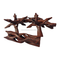 Support trépied pliable en bois écologique pour espaces de méditation, base en cristal, support pour coquillages naturels, sculpté à la main par un artisan