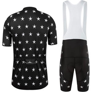 Men Cycling Jersey Set Black White Star Print Sleeveless Breathable Moisture Wicking <b>Padded</b> V-<b>neck</b> Custom Team Name All Seasons - Product Image 4