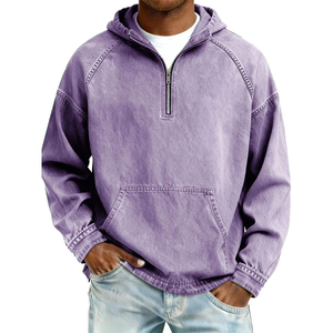 Sweat-shirt à capuche noir pour homme, 100% coton French Terry, coupe ample, décontracté, avec poche, pour l'automne - Product Image 2
