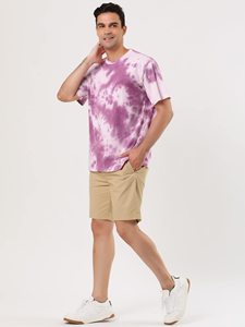 Camiseta de Manga Corta para Hombre, Tie-Dye, Morado y Blanco, Cuello Redondo, Corte Regular, Tejido de Algodón Transpirable y Ecológico - Product Image 2