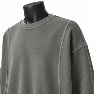Sweat-shirt surdimensionné personnalisé pour homme, col rond, design à panneaux coupés et cousus, en molleton de coton - Product Image 6