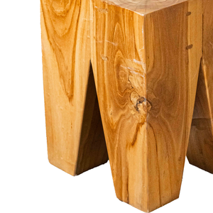 Luxury ARTERRA Geometric Teak Prism <b>Stool</b> Combines Sturdy Design with Natural Elegance Perfect for Hotel Apartment Spaces - Product Image 2