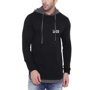 เสื้อฮู้ดสวมหัวแนวสตรีทสีทึบมีฮู้ดของผู้ชายระบายอากาศได้ดีและสวมใส่สบายผ้าฝ้ายผสมพอดีตัวปกติ - Product Image 1