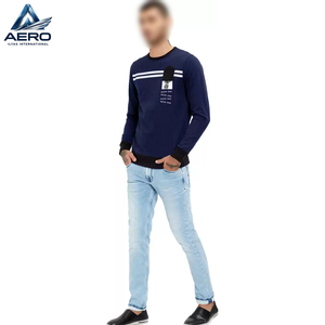 Prix d'usine, service OEM ODM, sweat-shirt imprimé personnalisé pour homme, molleton épais et chaud, col rond à rayures contrastées, pull-over - Product Image 4