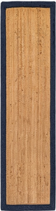 Alfombra de Cocina Rectangular de Yute Natural Tejida a Mano, con Borde Azul Marino, Estilo Rústico, Antideslizante - Product Image 2
