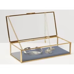 Luxury Metal and Glass Jewelry Organizer <b>Box</b> Storage for Rings <b>Earrings</b> Necklace Accessories Home Use - Product Image 1