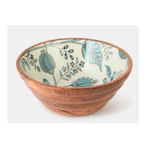 Bol en bois de manguier sculpté à la main avec motif imprimé, pour fruits, légumes, salades, soupes, article de service pour la table - Product Image 2