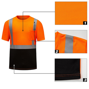 T-shirt de sécurité anti-collision pour la construction, 100% polyester, haute visibilité, t-shirt classique, séchage rapide, avec poches - Product Image 4