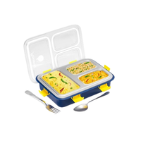 Boîte à bento isotherme en acier inoxydable à 3 compartiments avec couverts, étanche, pour repas scolaires des enfants et préparation de repas pour adultes
