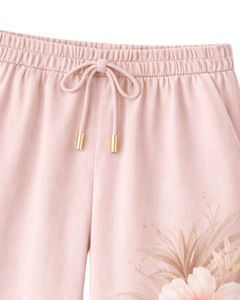 Conjunto de Dos Piezas Personalizado para Mujer, Estampado Paisajístico Beige, Camisa de Manga Corta con Botones y Pantalones Anchos, Ropa Casual de Verano - Product Image 3