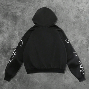 Sweat à capuche en coton éponge premium avec strass, coupe oversize, motif graphique, streetwear automne, mode homme, fabricant sur mesure - Product Image 2
