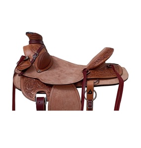 อานม้าหนังแท้สีน้ำตาลลายดอกไม้แบบตะวันตก พร้อมชุดอุปกรณ์ LLT - Product Image 2