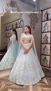 LEHENGA CHOLI DE GEORGETTE CON TRABAJO DE SEQUENCES EN TENDENCIA CON DUPATTA BLANCO PARA FIESTAS Y TEMPORADA DE BODAS - Product Image 2