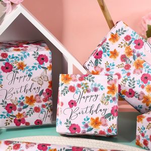 Rotolo di Carta da Regalo Floreale Rosa con Farfalle per Donne, per Feste di Compleanno, Confezioni Regalo per Ragazze e Donne - Product Image 2