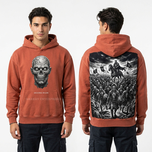 Sudadera con Capucha Morada Personalizada con Estampado de Brujería y Ocultismo para Hombre, Estilo Vintage Desgastado, Proveedor de Ropa Urbana - Product Image 4