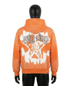 Sudadera con capucha y cremallera Y2K personalizada con pedrería para hombre, amarillo mostaza, estilo galería de arte, 100% algodón, forro polar grueso de 380 g/m² - Product Image 5