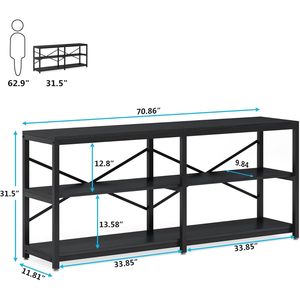 Modern Luxury Long <b>Console</b> <b>Table</b> Solid Wood with Mirrored Stainless Steel Top <b>for</b> Living Room <b>Entry</b> Farmhouse Hotel Decoration - Product Image 5