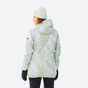 Chaqueta de Esquí Impermeable para Niñas, con Capucha, Estampado Geométrico, Aislamiento Sintético, Cierre Completo con Cremallera, Ropa para la Nieve, Corte Regular, Estilo Deportivo - Product Image 4