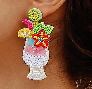Embroidered <b>Fabric</b> & Bead Earrings Custom Multi-<b>Beaded</b> Earrings Women Festive Party Jewelry At Best Price <b>Beaded</b> Earrings - Product Image 5