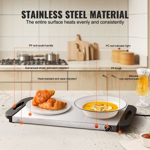 Vassoio Riscaldante Elettrico Portatile in Acciaio Inox con Controllo Manuale della Temperatura Regolabile per Riscaldamento Cibo Buffet - Product Image 4