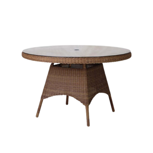 Modern Simple <b>Round</b> Rattan Dining <b>Table</b> Home Outdoor Patio <b>Garden</b> Furniture With Umbrella Hole For 4 Seater Woven Wood - Product Image 4